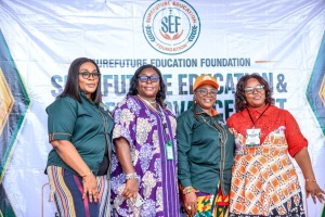 Dr. Faith E. E. Umoh, Founder of SureFuture Education Foundation, with distinguished guests during the SureFuture Education & Career Advancement Forum 2026.