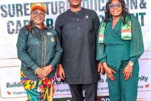 Dr. Faith E. E. Umoh, Founder of SureFuture Education Foundation, Keynote Speaker, Mrs. Imaobong Alfred, Wife of the Executive Chairman of Nsit Ubium Local Government Area, Keynote Speaker, Mrs. Imaobong Alfred, Wife of the Executive Chairman of Nsit Ubium Local Government Area