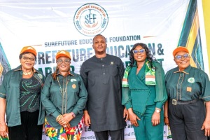Dr. Faith E. E. Umoh, Founder of SureFuture Education Foundation, with distinguished guests during the SureFuture Education & Career Advancement Forum 2026.
